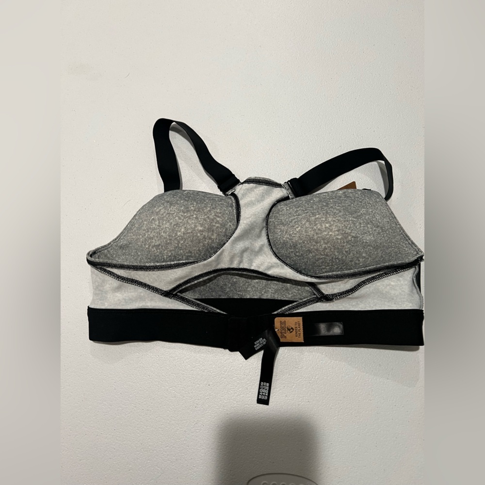 Active USA Heathered Gray and Black Sports yoga athletic Bra L - Picture 8 of 12